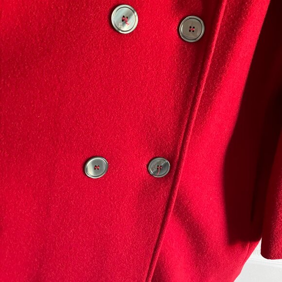 Vintage Burlington Wool Red Pea Coat Jacket Womens Size 18 Made in USA. - Picture 8 of 15
